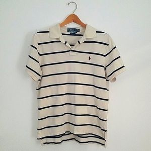 Mens Ralph Lauren Polo - Navy Striped Size Large